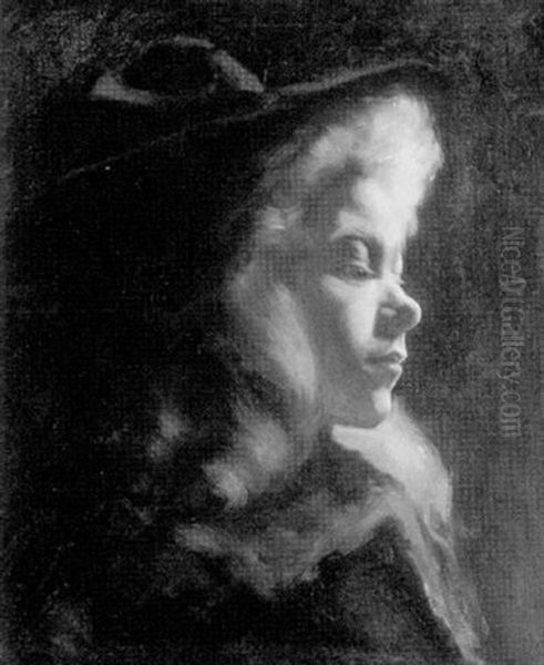 Profile Of A Blond Woman Oil Painting by Thomas Satterwhite Noble