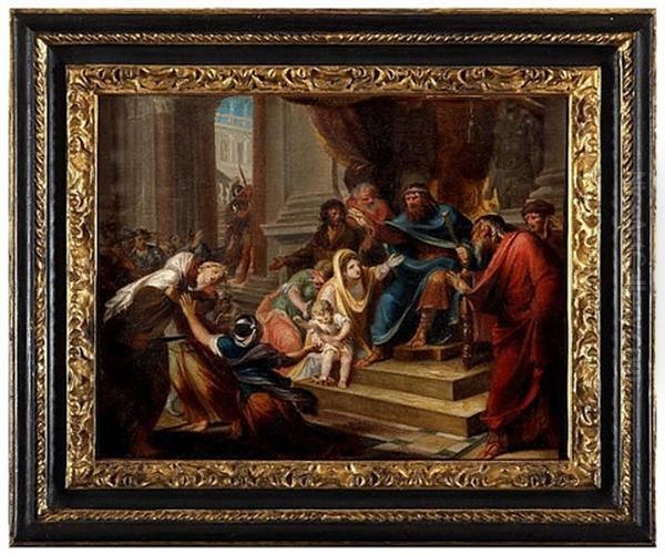 Moses Stepping On Pharaoh's Crown Oil Painting by Bernardino Nocchi