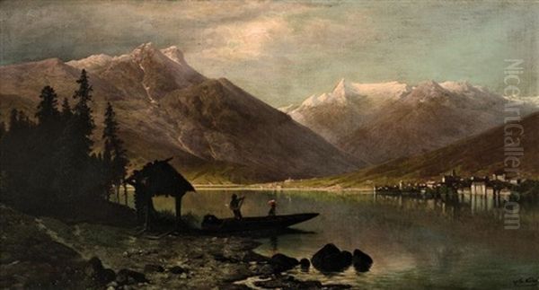 Der Zeller See Im Abendlicht Oil Painting by Theodor (Wilhelm T.) Nocken