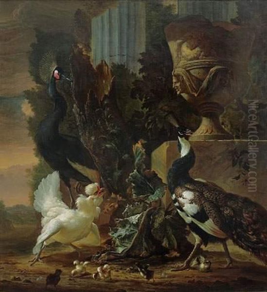 Oiseaux Decoratifs Dans Un Parc Oil Painting by Abraham Bisschop