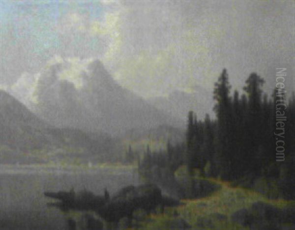 Hochgebirgssee Oil Painting by Theodor (Wilhelm T.) Nocken