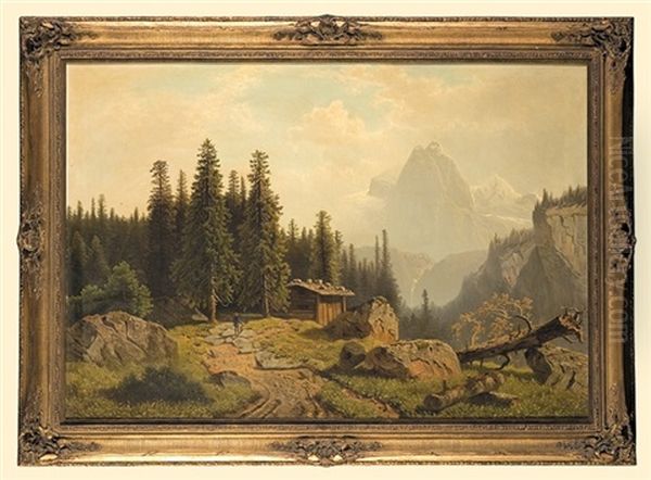 In The Mountains Oil Painting by Theodor (Wilhelm T.) Nocken