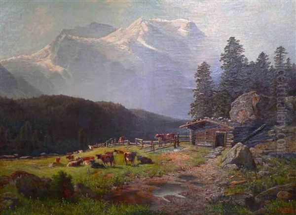 Die Jungfrau-partie Von Der Hohen Scheideck Oil Painting by Theodor (Wilhelm T.) Nocken