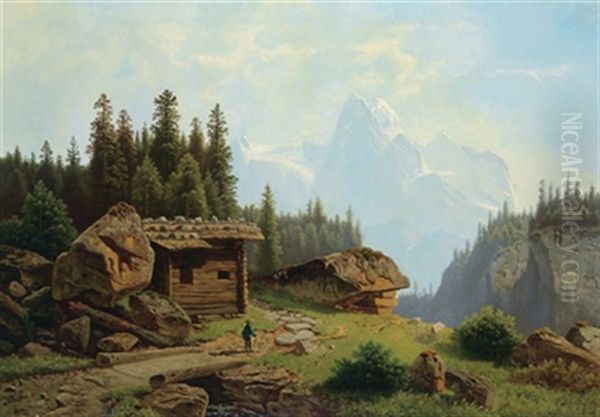 Blick Auf Die Jungfrau Oil Painting by Theodor (Wilhelm T.) Nocken