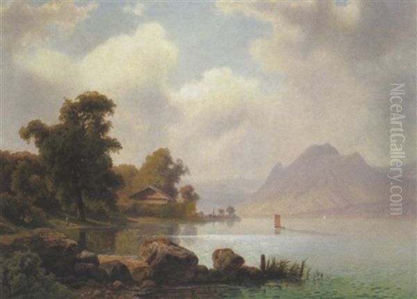 Seelandschaft Oil Painting by Theodor (Wilhelm T.) Nocken