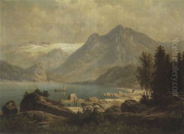 Gebirgslandschaft Oil Painting by Theodor (Wilhelm T.) Nocken