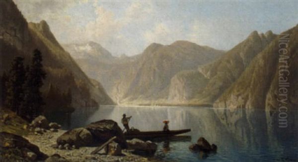 Ansicht Vom Konigssee Mit St. Bartholoma Oil Painting by Theodor (Wilhelm T.) Nocken