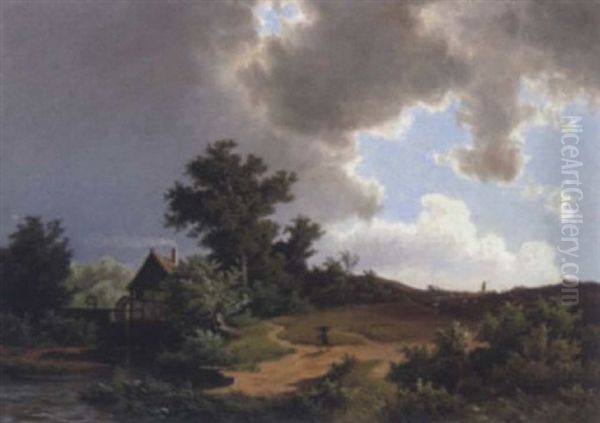 Aufziehendes Unwetter Oil Painting by Theodor (Wilhelm T.) Nocken