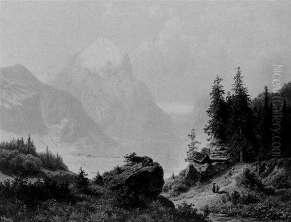 Am Vierwaldstattersee. Blick Auf Den Pilatus Oil Painting by Theodor (Wilhelm T.) Nocken