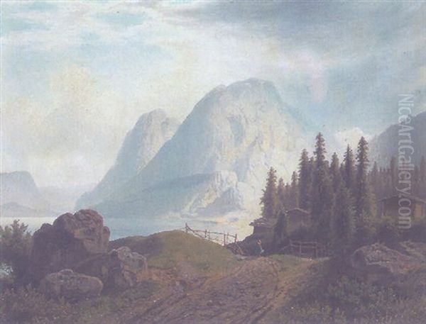 Gebirgslandschaft Oil Painting by Theodor (Wilhelm T.) Nocken