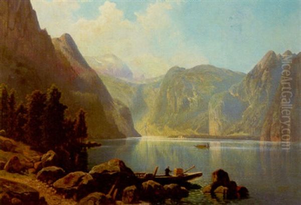 Der Konigssee Oil Painting by Theodor (Wilhelm T.) Nocken