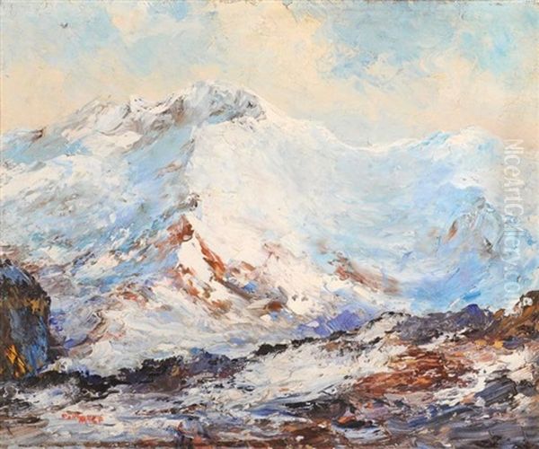 Le Mont Blanc Vu Du Mont Joly (mont D'arbois) Oil Painting by Paul Ange Nocquet