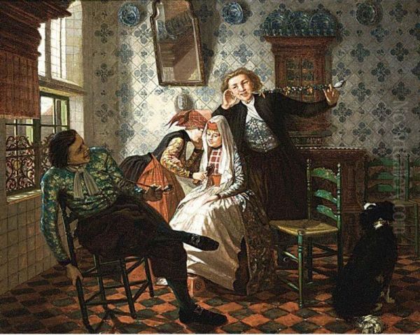 A Merry Company Oil Painting by Christoffel Bisschop