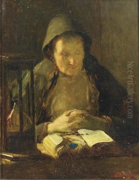 Reading Oil Painting by Christoffel Bisschop