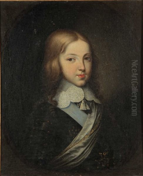 Portrait Presume De Louis Xiv Enfant Oil Painting by Jean Nocret