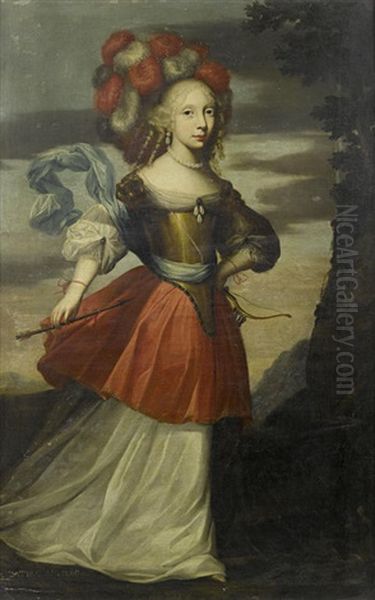 Portrait Of A Young Lady As Diana Oil Painting by Jean Nocret