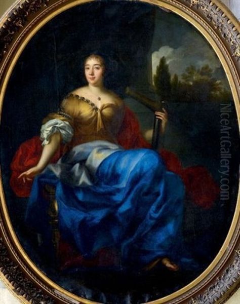 Portrait Presume De Lady Marguerite Gordon Tenant Une Ancre Ou Allegorie De L'esperance Oil Painting by Jean Nocret