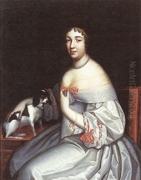 Portrait De Femme Au Petit Chien Oil Painting by Jean Nocret