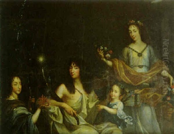 Portrait Du Duc D'orleans En Neptune Avec Sa Famille Oil Painting by Jean Nocret