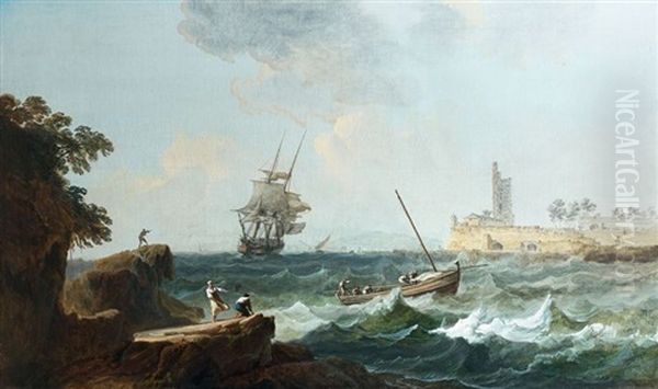 Marine Par Temps Venteux Oil Painting by Alexandre Jean Noel