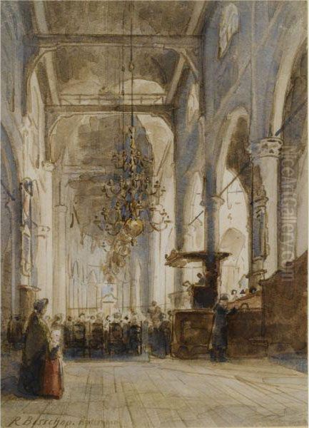 A Church Interior, Rotterdam Oil Painting by Richard Bisschop