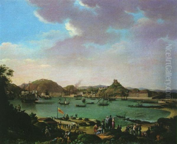 Vista Del Puerto De Cartagena Oil Painting by Alexandre Jean Noel