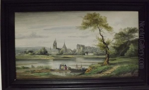 Vue De Blois Oil Painting by Gustave Joseph Noel