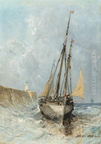 Bateau Sortant Du Port Oil Painting by Jules Achille Noel