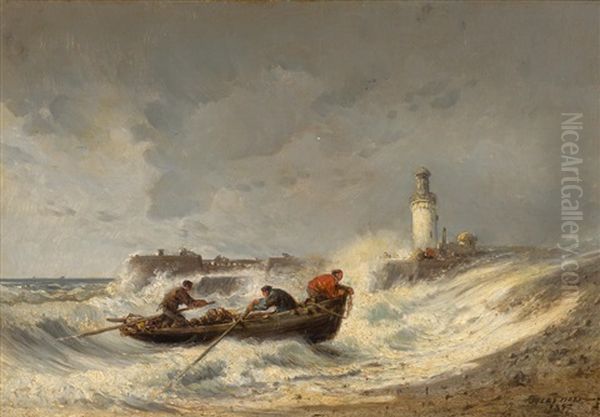 Stormy Seas Oil Painting by Jules Achille Noel