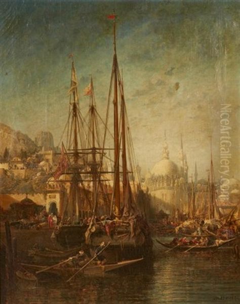 Voiliers Et Caiques A Constantinople Oil Painting by Jules Achille Noel