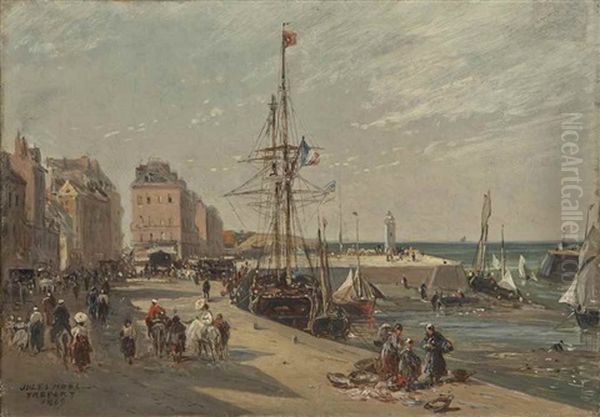 Le Treport, Les Quais Oil Painting by Jules Achille Noel