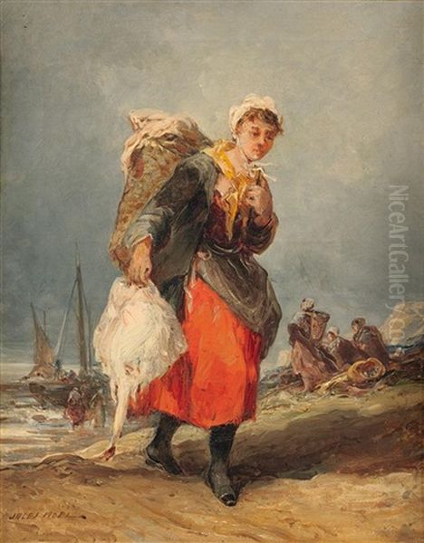 Retour De Peche Oil Painting by Jules Achille Noel