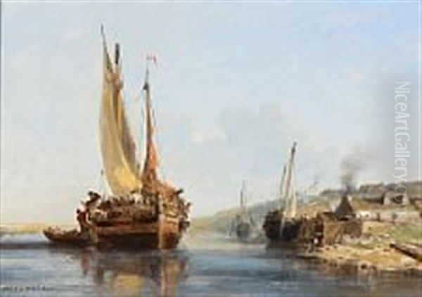 Bateau De Peche Oil Painting by Jules Achille Noel