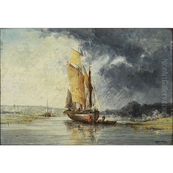 Fishing Boats At Bretagne by Jules Achille Noel