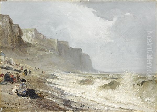 Plage Au Treport Oil Painting by Jules Achille Noel