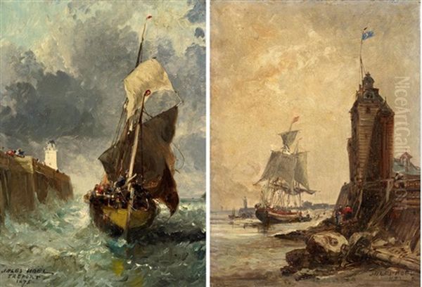 Zwei Marinen Oil Painting by Jules Achille Noel