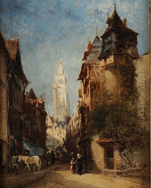 Ruelle Dans Un Village Oil Painting by Jules Achille Noel