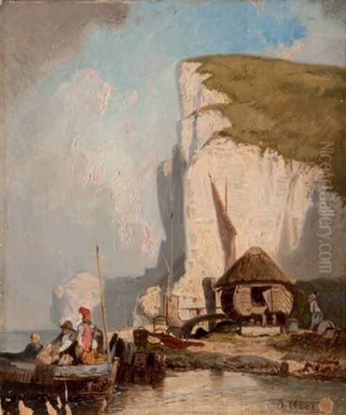 Pecheurs En Bord De Cote Oil Painting by Jules Achille Noel