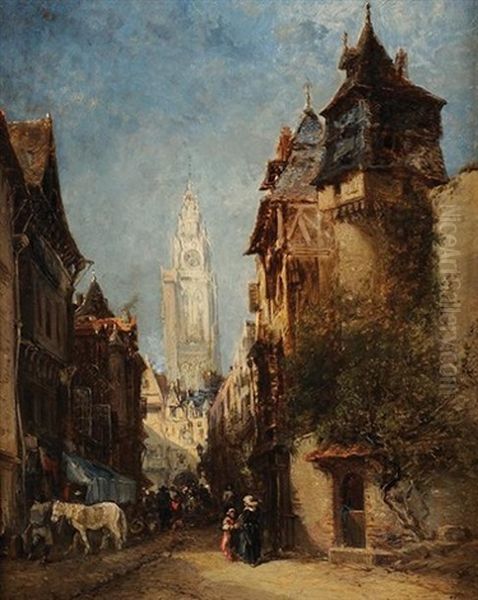 Ruelle Dans Un Village Oil Painting by Jules Achille Noel