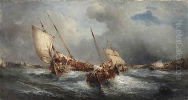 Battling The Elements Oil Painting by Jules Achille Noel