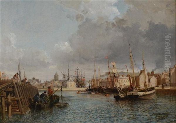 Harbor View, Fecamp Oil Painting by Jules Achille Noel