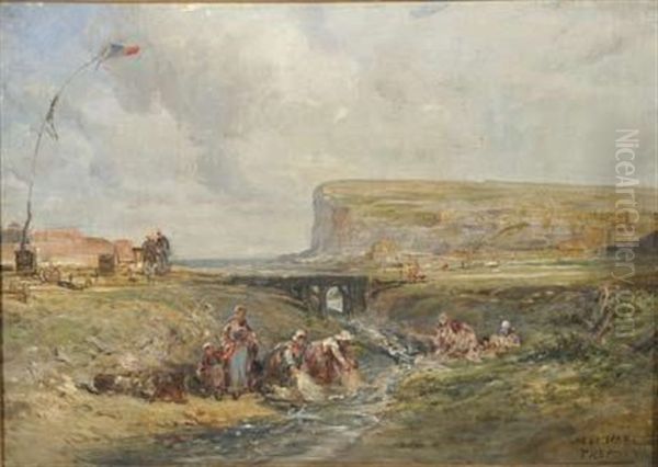 Les Lavandieres Au Treport Oil Painting by Jules Achille Noel