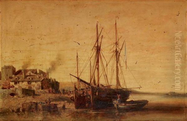 Port A Maree Basse by Jules Achille Noel