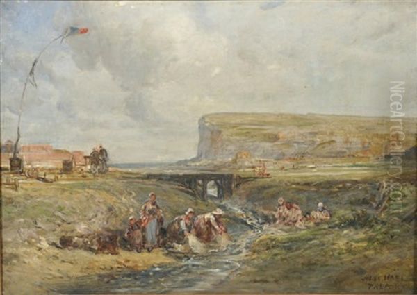 Les Lavandieres Au Treport Oil Painting by Jules Achille Noel