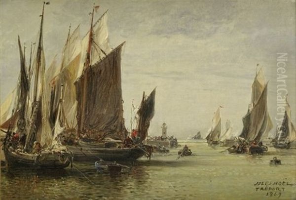 Retour Des Pecheurs Au Treport Oil Painting by Jules Achille Noel