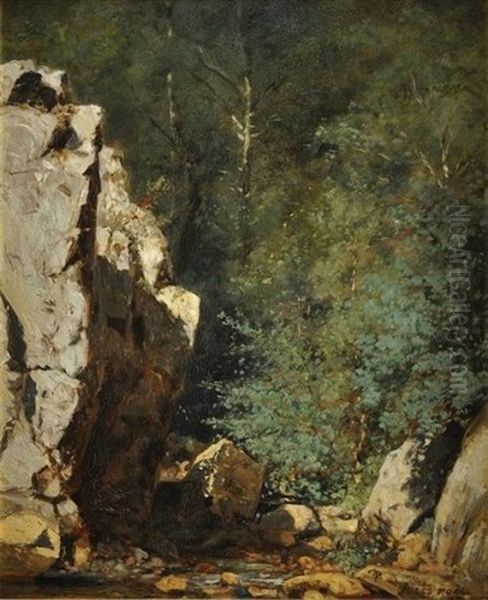 Le Torrent Et Les Rochers Oil Painting by Jules Achille Noel