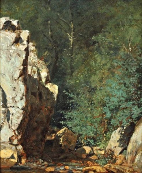 Le Torrent, Les Rochers Oil Painting by Jules Achille Noel