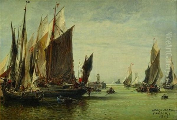 Le Treport, Coin Du Port Oil Painting by Jules Achille Noel