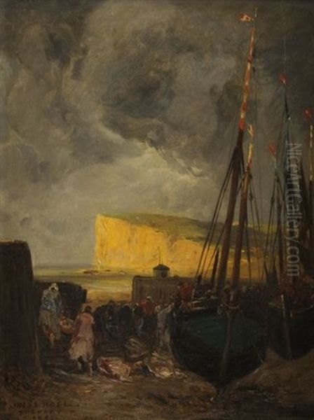 Retour Des Pecheurs Au Treport Oil Painting by Jules Achille Noel