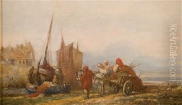 Barque Sur La Greve Oil Painting by Jules Achille Noel